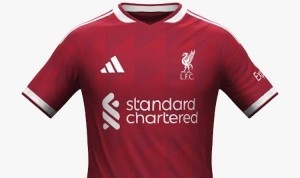 利物浦26-27赛季主场球衣谍照：采用深红色调+白色细节装饰